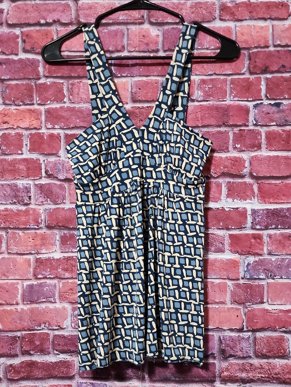 Womens Couteur de Rose Chic Blue and Cream Patterned Tank Top Size S